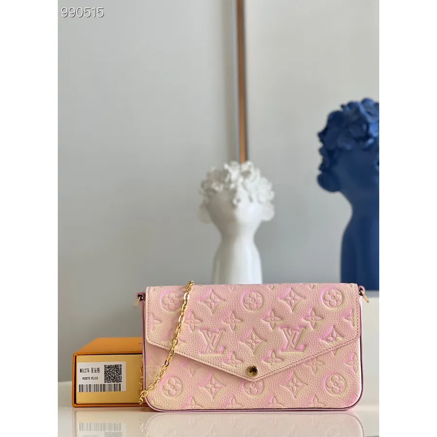 Bolso Louis Vuitton Felicie Pochette 21cm Monograma Empreinte Cuero Colección Primavera/verano 2022 M61276, Rosa