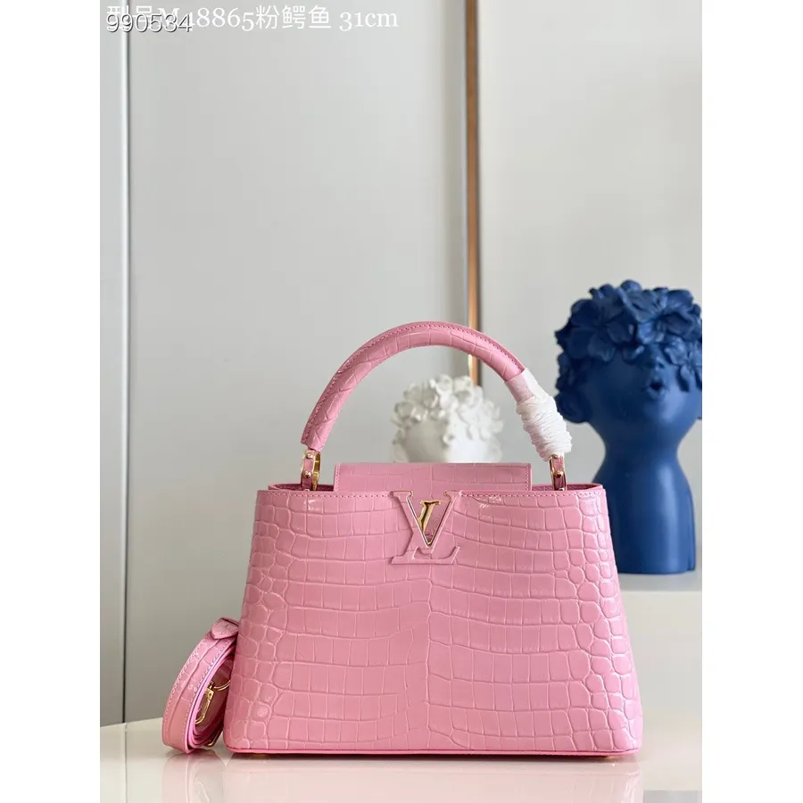 Bolso Louis Vuitton Capucines 31cm Piel Con Estampado De Cocodrilo Colección Primavera/verano 2022 M48865, Rosa