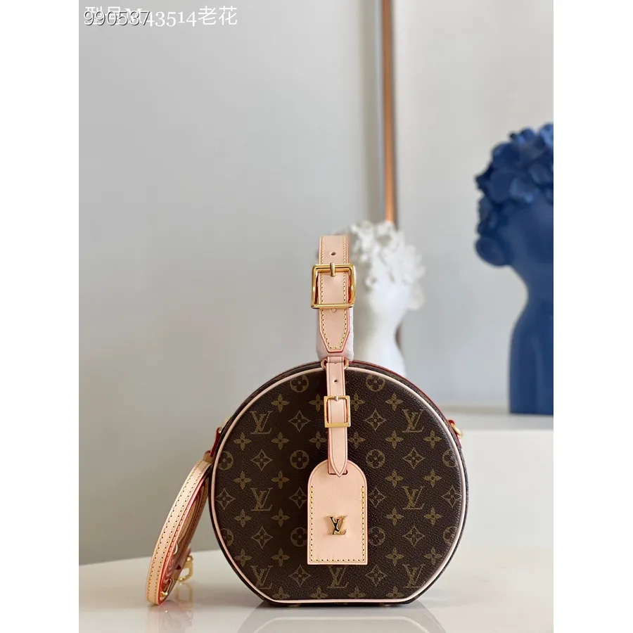 Louis Vuitton Petite Boite Chapeau Torba 18cm Monogram Platnena Koža Kolekcija Proljeće/ljeto 2022. M43514, Smeđa