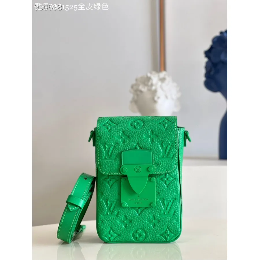 Bolso Portátil Louis Vuitton S-lock Vertical 22cm Taurillon Monogram Lona Cuero Colección Primavera/verano 2022 M81525, Verde