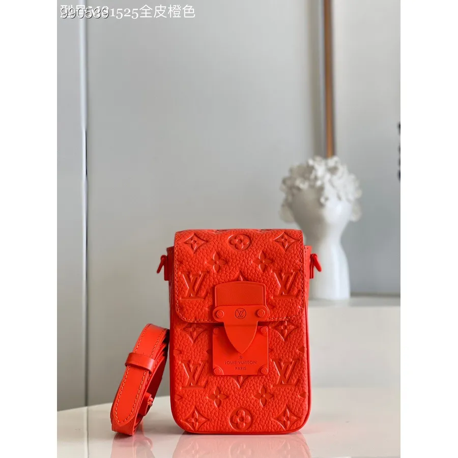 Bolso Portátil Louis Vuitton S-lock Vertical 22cm Taurillon Monogram Lona Cuero Colección Primavera/verano 2022 M81525, Rojo