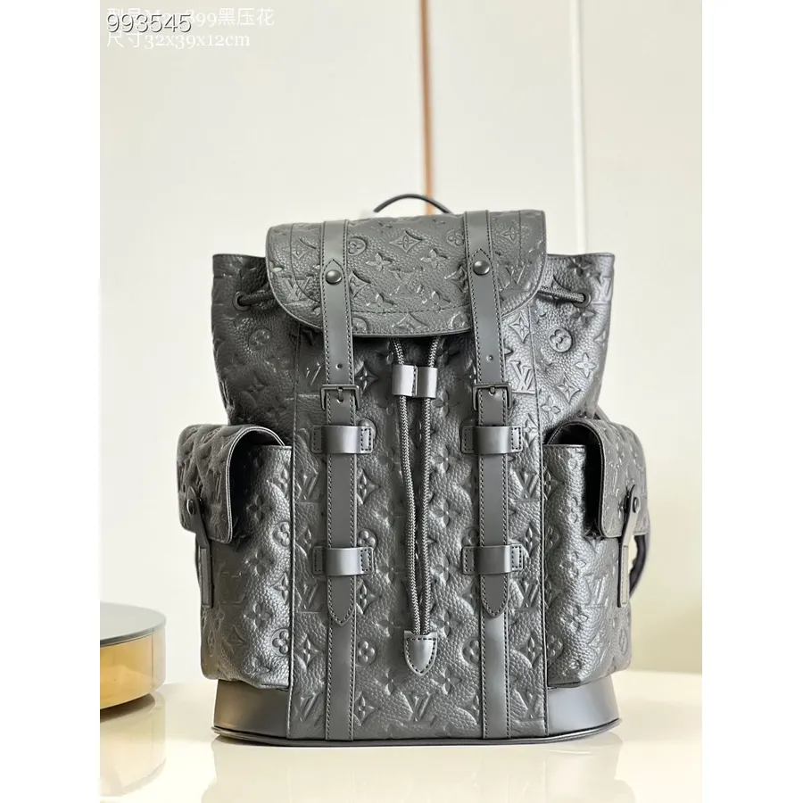 Louis Vuitton Christopher Pm Mugursoma 32cm Tauriljona Monogramma Reljefa āda Pavasara/vasaras 2022 Kolekcija M20899, Melna