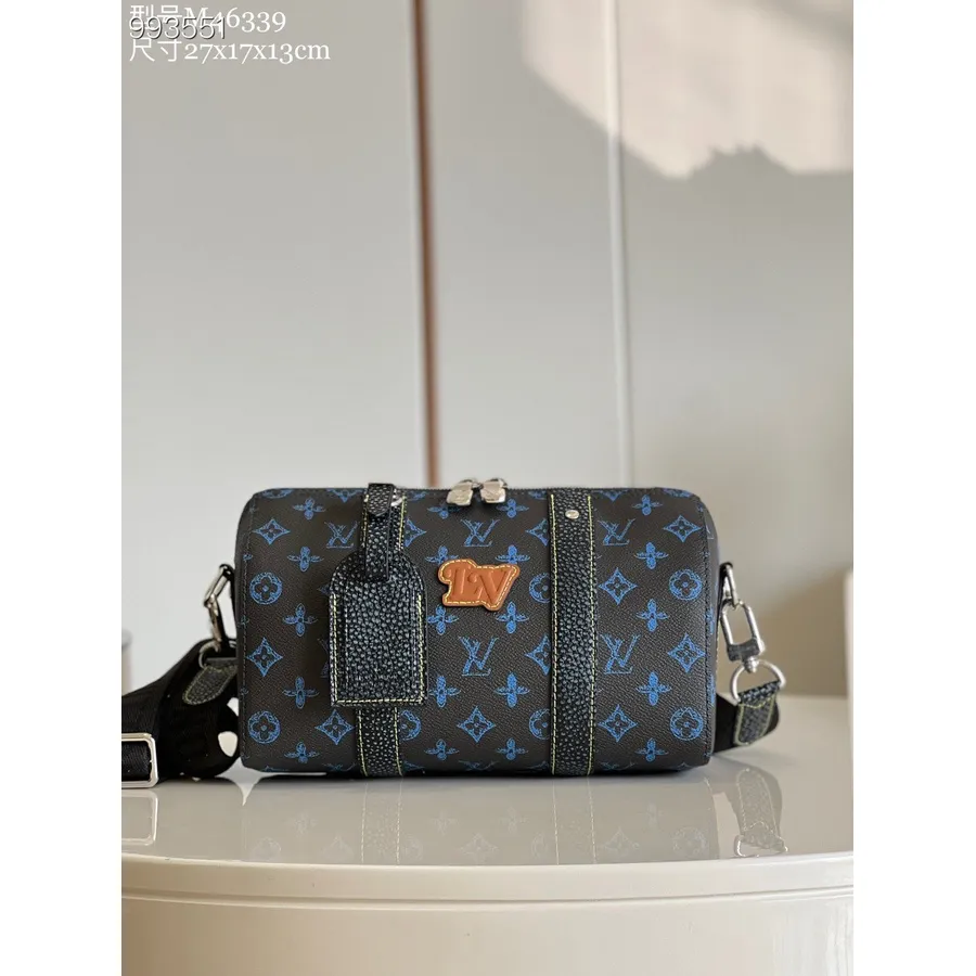 Louis Vuitton City Keepall чанта 28 см монограм синя платнена кожа колекция пролет/лято 2022 M46339, синя