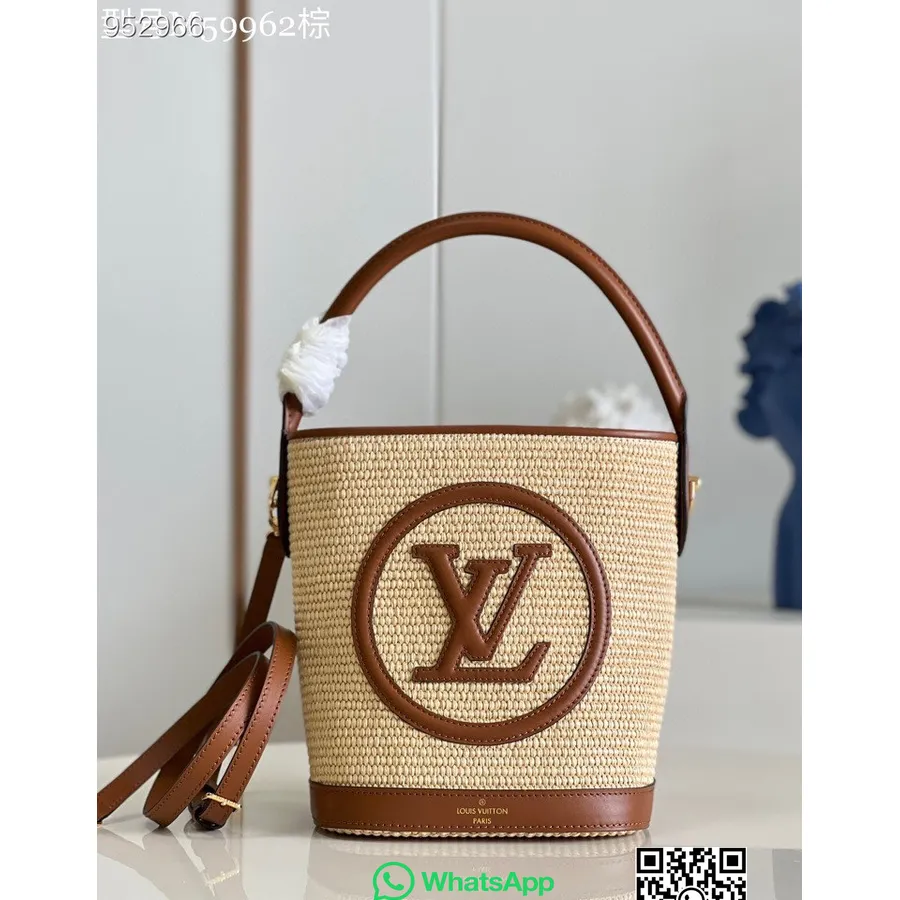 Borsa Louis Vuitton Petit A Secchiello 25 Cm Rafia Lavorata A Maglia Collezione Primavera/estate 2022 M59962, Marrone Caramello