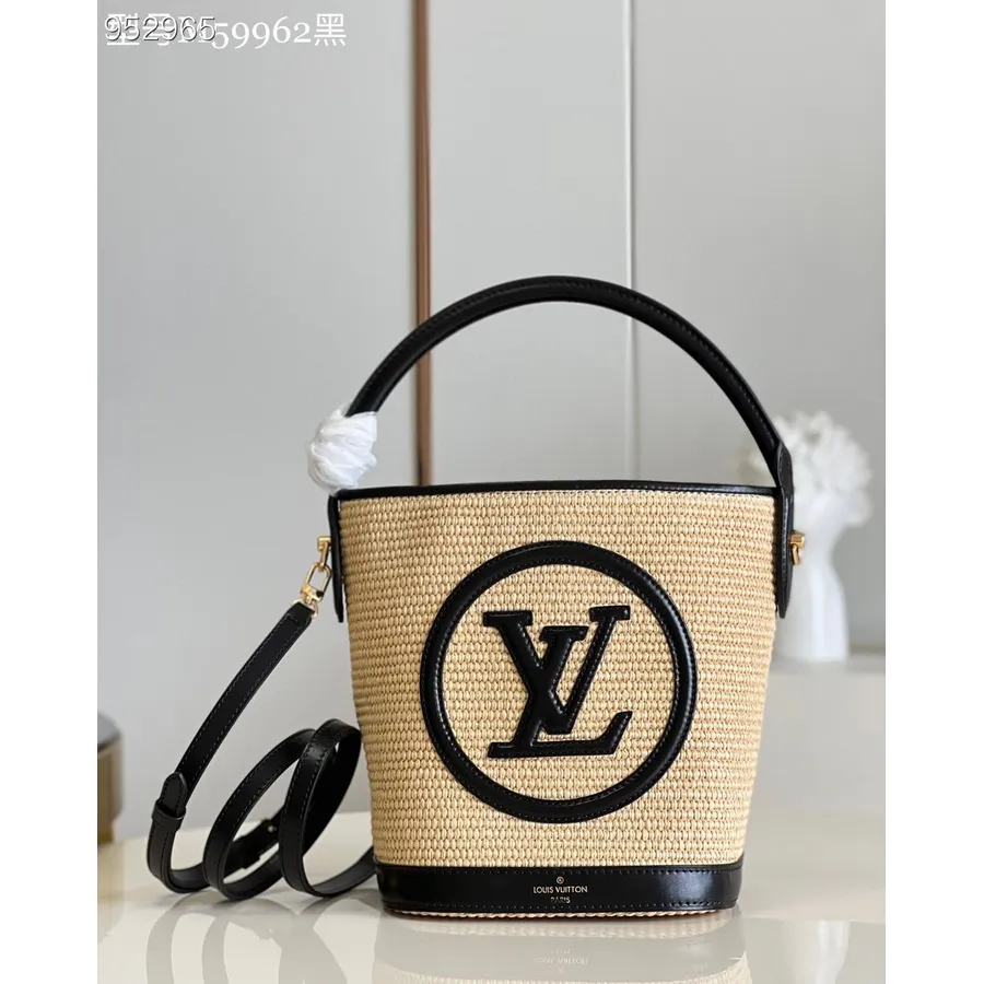 Borsa Louis Vuitton Petit A Secchiello 25cm Rafia Lavorata A Maglia Collezione Primavera/estate 2022 M59962, Nero