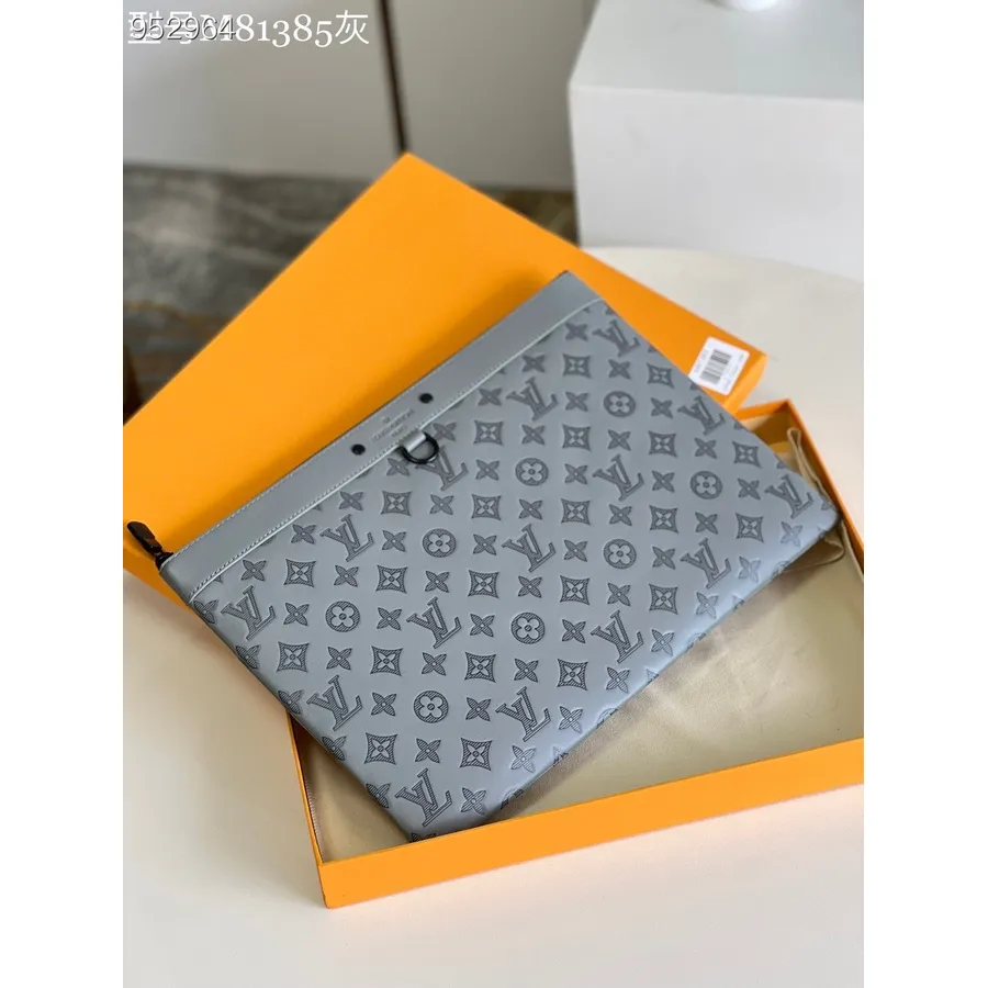 Bolsa Louis Vuitton Pochette Discovery 36cm Monograma Sombra Couro Virgil Abloh Coleção Primavera/verão 2022 M81385, Cinza