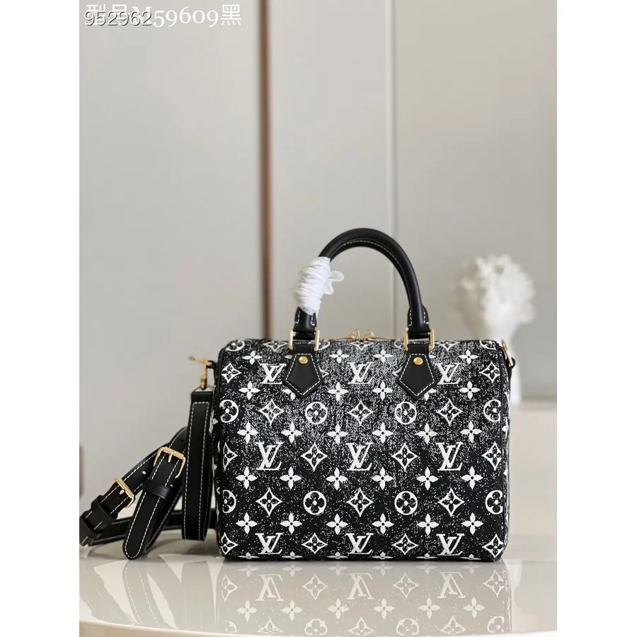 Louis Vuitton Speedy Bandouliere Taška 25cm Monogram Denim žakár Jaro/léto 2022 Kolekce M59609, černá