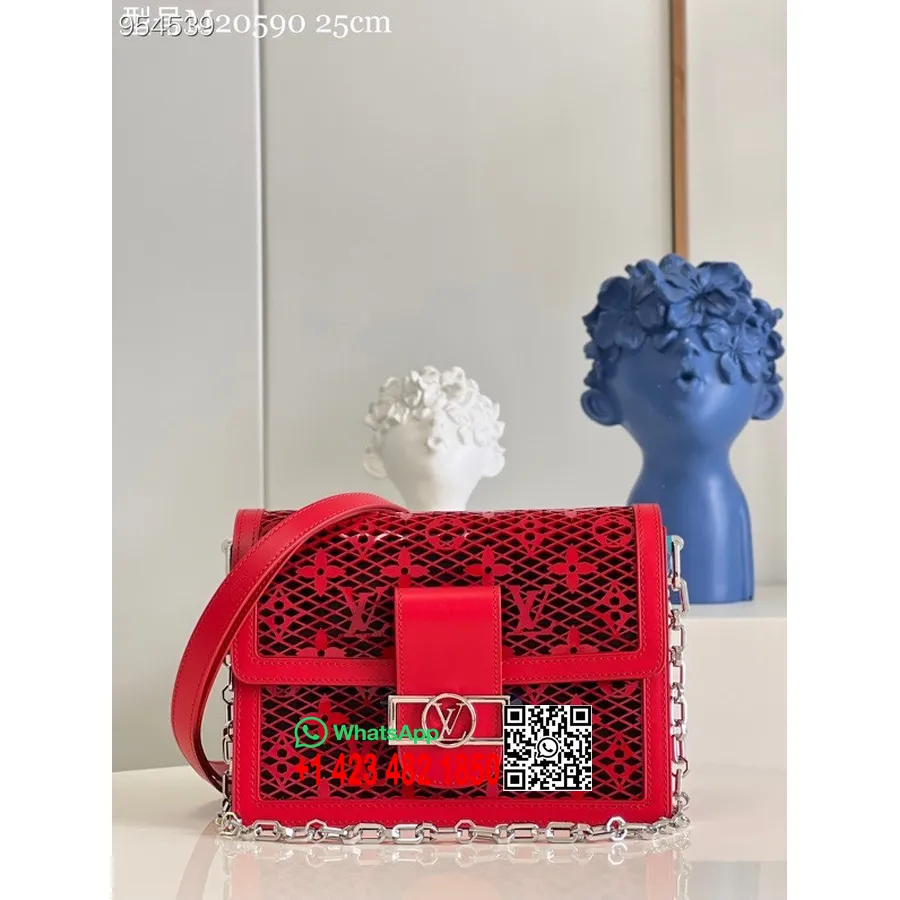 Bolsa Louis Vuitton Dauphine Mm 25cm Monograma Renda Couro Envernizado Coleção Primavera/verão 2022 M20590, Vermelho