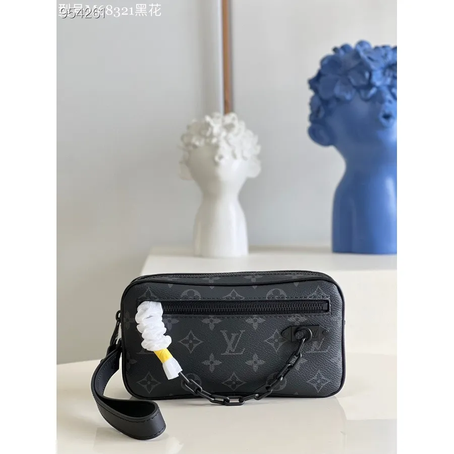 Louis Vuitton Pochette Volga Sac 22cm Monogramme éclipse Cuir Collection Virgil Abloh Printemps/été 2022 M68321, Noir