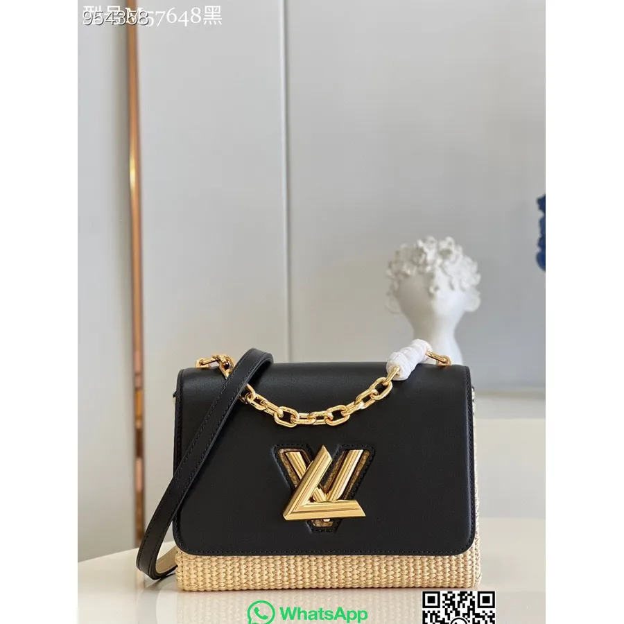 Louis Vuitton Raffia Twist Mm Kott 23cm Vasikanahast Nahast Kevad/suvi 2022 Kollektsioon M57647, Must