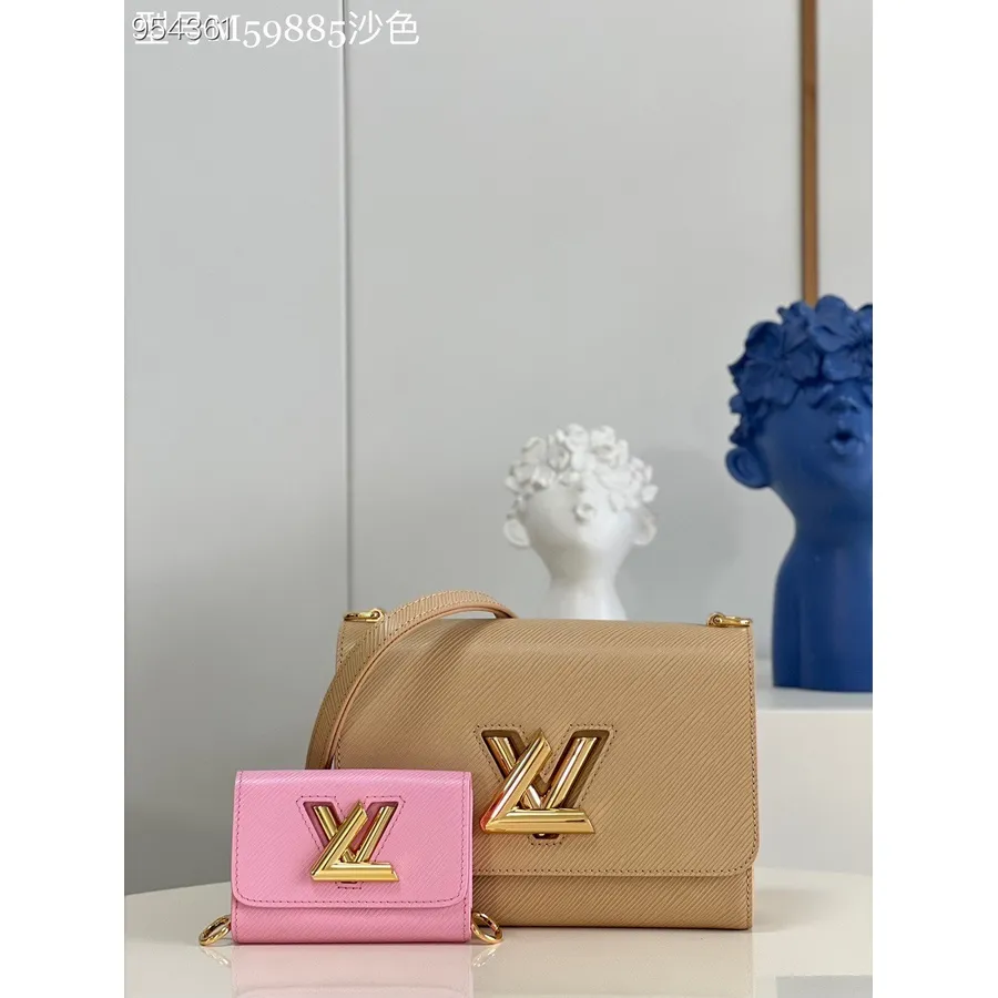 Louis Vuitton Double Twist Mm Kott 23cm Epi Canvas Nahast Kevad/suvi 2022 Kollektsioon M59886, Taupe Pruun / Roosa