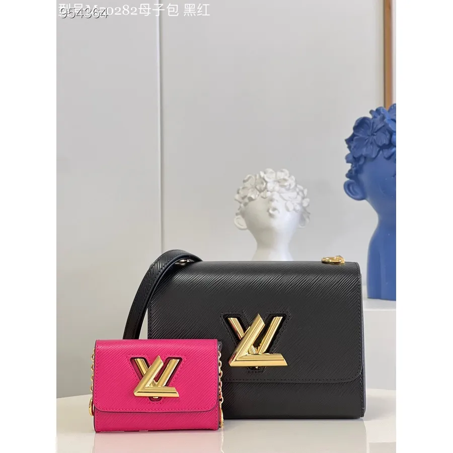 Louis Vuitton Dubbel Twist Mm Väska 23cm Epi Canvas Läder Vår/sommar 2022 Kollektion M59885, Svart/fuchsia