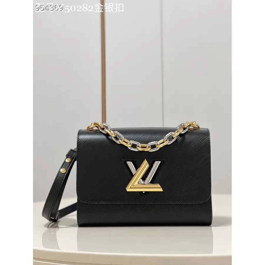 Louis Vuitton Tvåfärgad Metallic Twist Mm Väska 23cm Epi Canvas Läder Vår/sommar 2022 Kollektion M59411, Svart