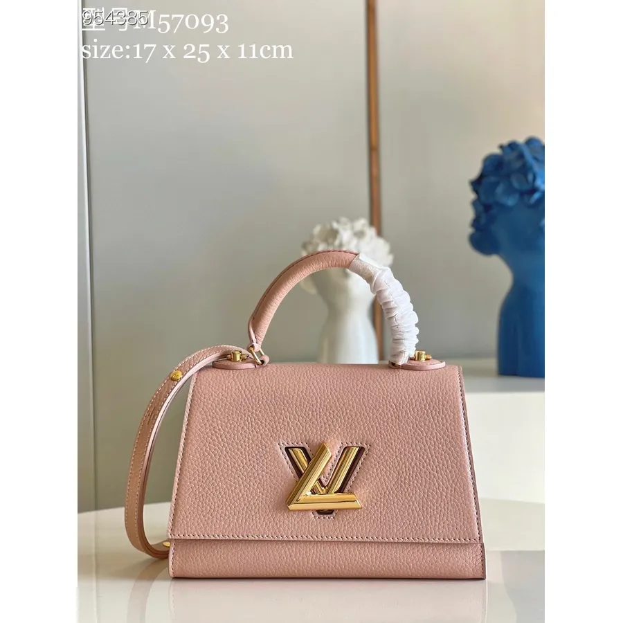 Sac Louis Vuitton One Handle Twist Pm 25cm Cuir Taurillon Collection Printemps/été 2022 M57093, Champagne Métallisé