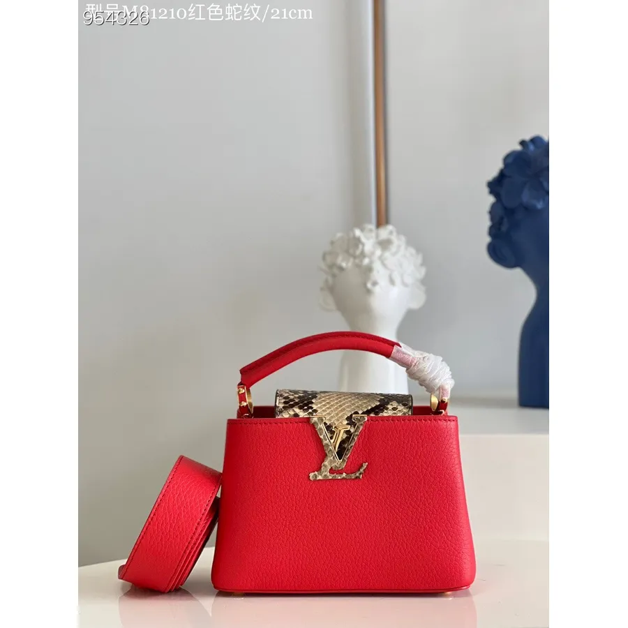 Louis Vuitton Capucines Python Tas 21cm Taurillon Leer Lente/zomer 2022 Collectie M81210, Rood