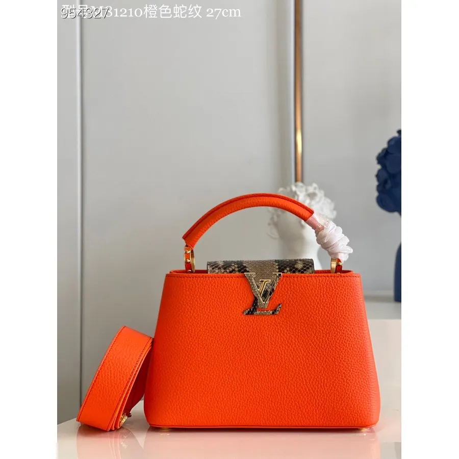 Bolsa Louis Vuitton Capucines Python 27cm Couro Taurillon Coleção Primavera/verão 2022 M81210, Laranja