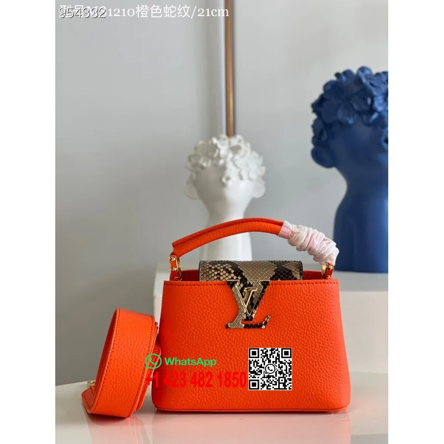 Louis Vuitton Capucines Python Tas 21cm Taurillon Leer Lente/zomer 2022 Collectie M81210, Oranje