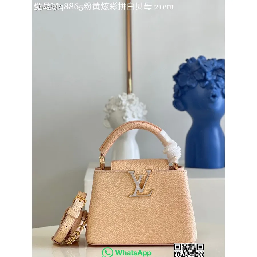 Louis Vuitton Capucines Minilaukku 21cm Kiiltävä Efekti Taurillon Nahka Kevät/kesä 2022 Mallisto M48865, Keltainen