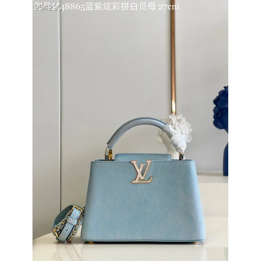 Louis Vuitton Capucines Bb Bag 27cm Glanzend Effect Taurillon Leer Lente/zomer 2022 Collectie M59868, Lila Paars