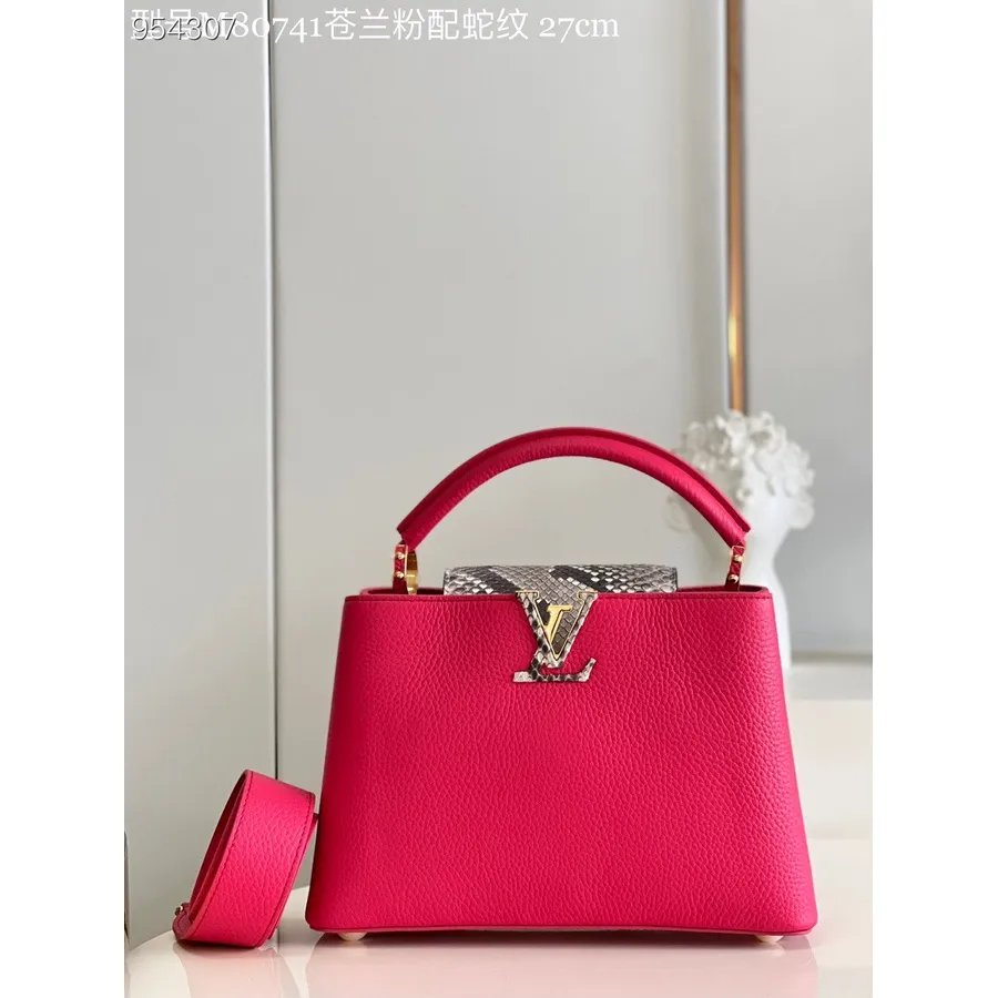 Bolsa Louis Vuitton Capucines Python 27cm Couro Taurillon Coleção Primavera/verão 2022 M80741, Rosa Choque