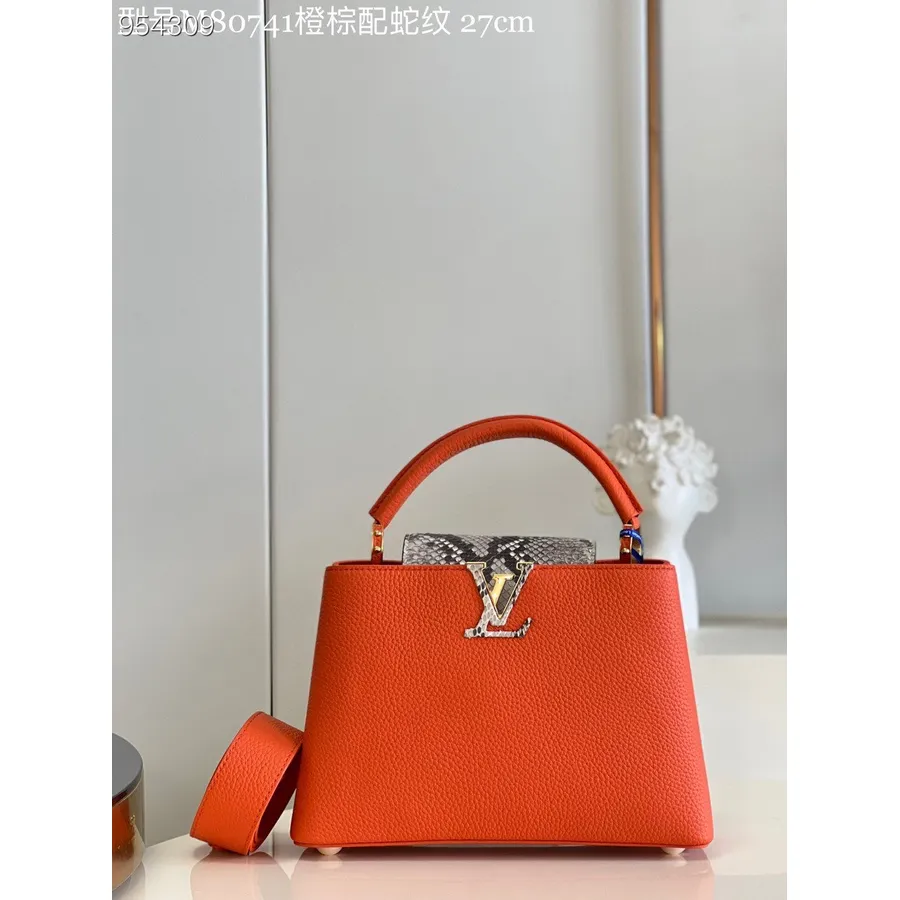 Bolsa Louis Vuitton Capucines Python 27cm Couro Taurillon Coleção Primavera/verão 2022 M80741, Laranja