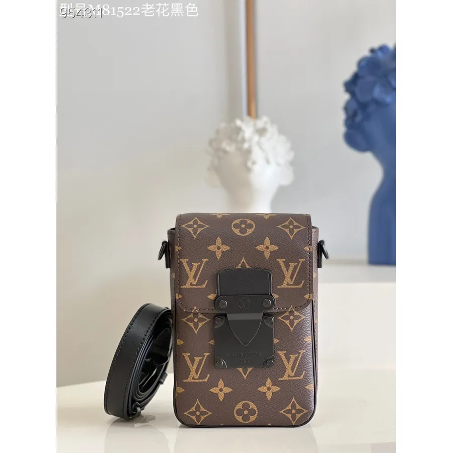 Louis Vuitton S-lock вертикална портфейлна чанта за носене 20 см монограм платнена кожа колекция пролет/лято 2022 M81524, кафяв