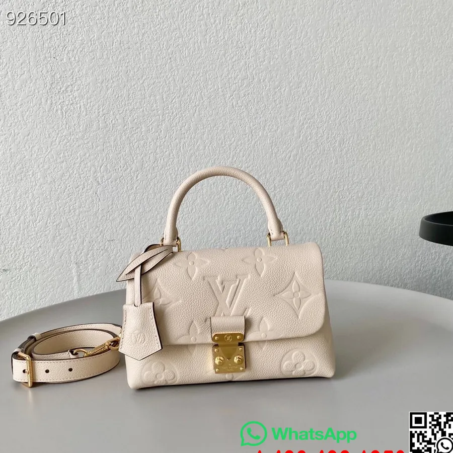 Louis Vuitton Madeline Veske 22 Cm Monogram Empreinte Skinn Vår/sommer 2022 Kolleksjon M45978, Creme Beige