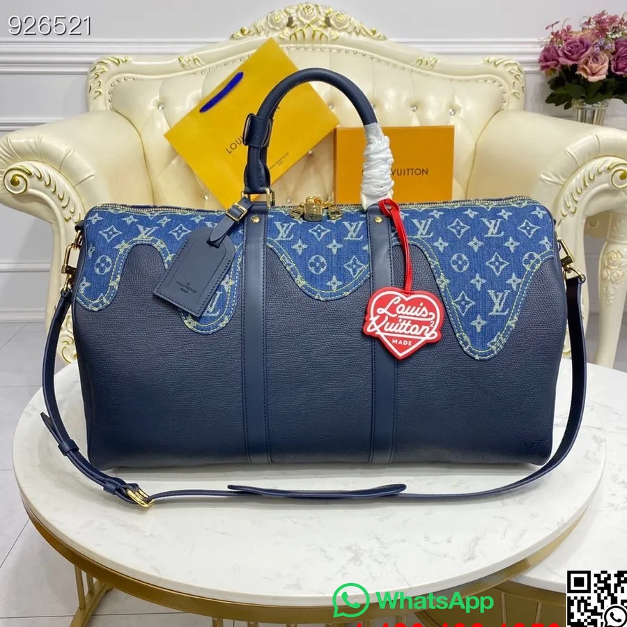 Louis Vuitton Nigo Keepall 50 Cm Monogram Drip Canvas Leder Frühjahr/Sommer 2022 Kollektion M45975, Blau