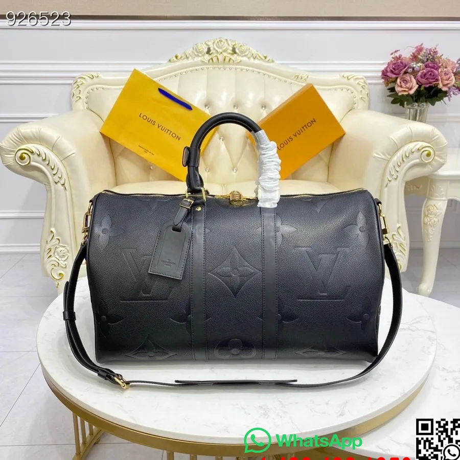 Louis Vuitton Keepall Bandouliere 45 Cm Monogramm Empreinte Giant Canvas Leder Frühjahr/Sommer 2022 Kollektion M45532, Schwarz