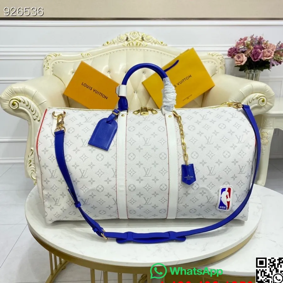 Louis Vuitton X Nba Basketball Keepall 55cm Monogram Antarctica Canvas Læder Forår/sommer 2022 Kollektion M45586, Hvid