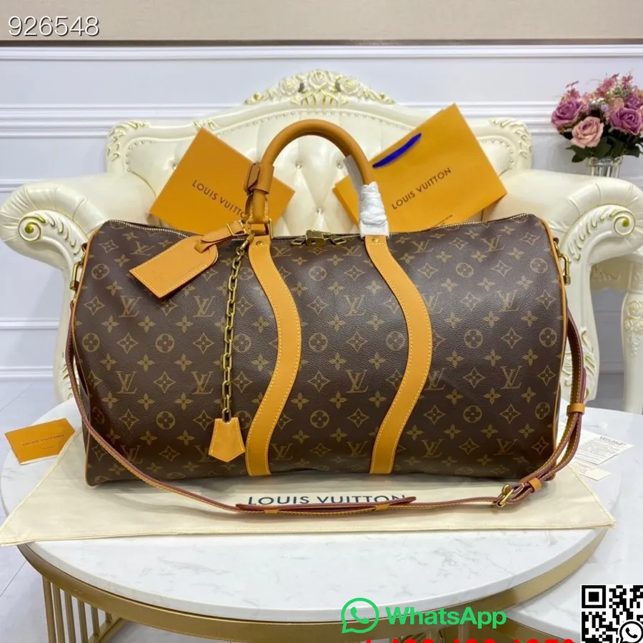 Louis Vuitton Virgil Abloh Keepall 50 Cm Monogram Canvas Læder Forår/sommer 2022 Kollektion M44474, Brun