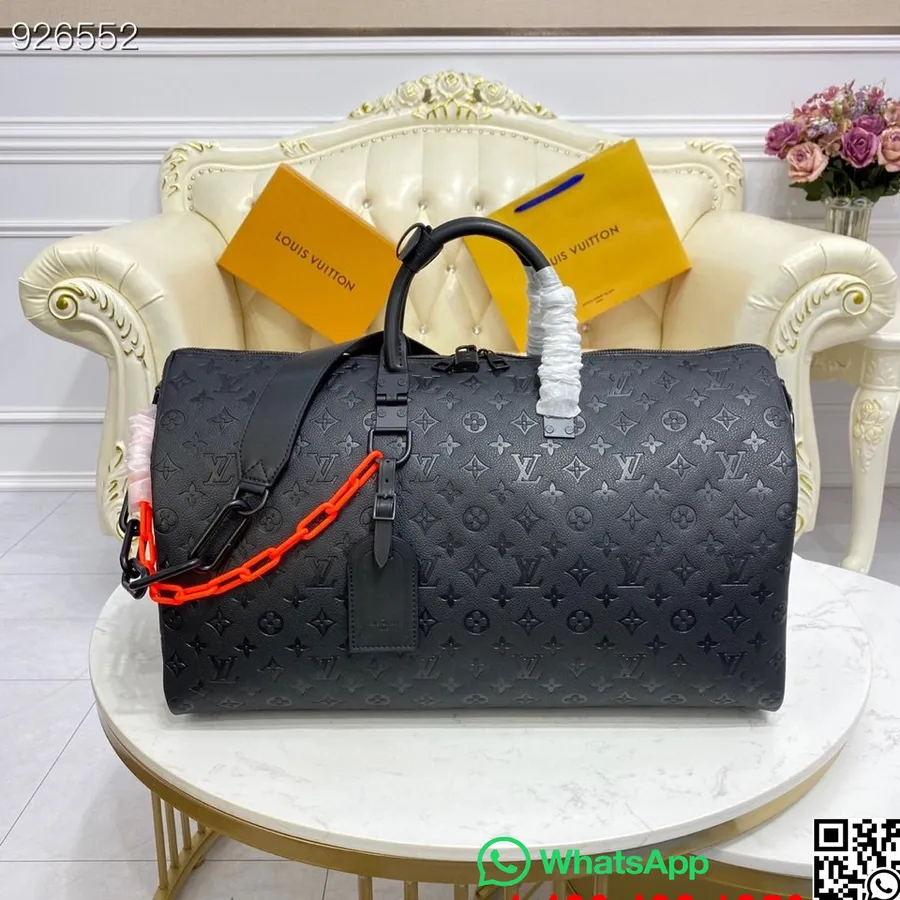 Louis Vuitton Keepall 50cm Taurillon Læder/monogram Kanvas Læder Forår/sommer 2022 Kollektion M44470, Sort