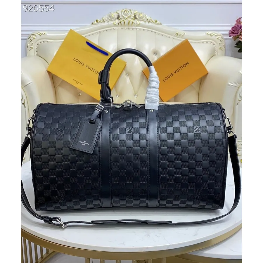 Louis Vuitton Keepall 45cm Damier Infini Canvas Læder Forår/sommer 2022 Kollektion M41145, Sort