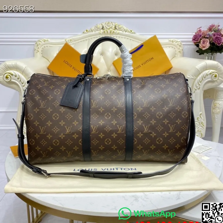 Louis Vuitton Keepall 50cm Monogram Canvas Læder Forår/sommer 2022 Kollektion M56714, Sort