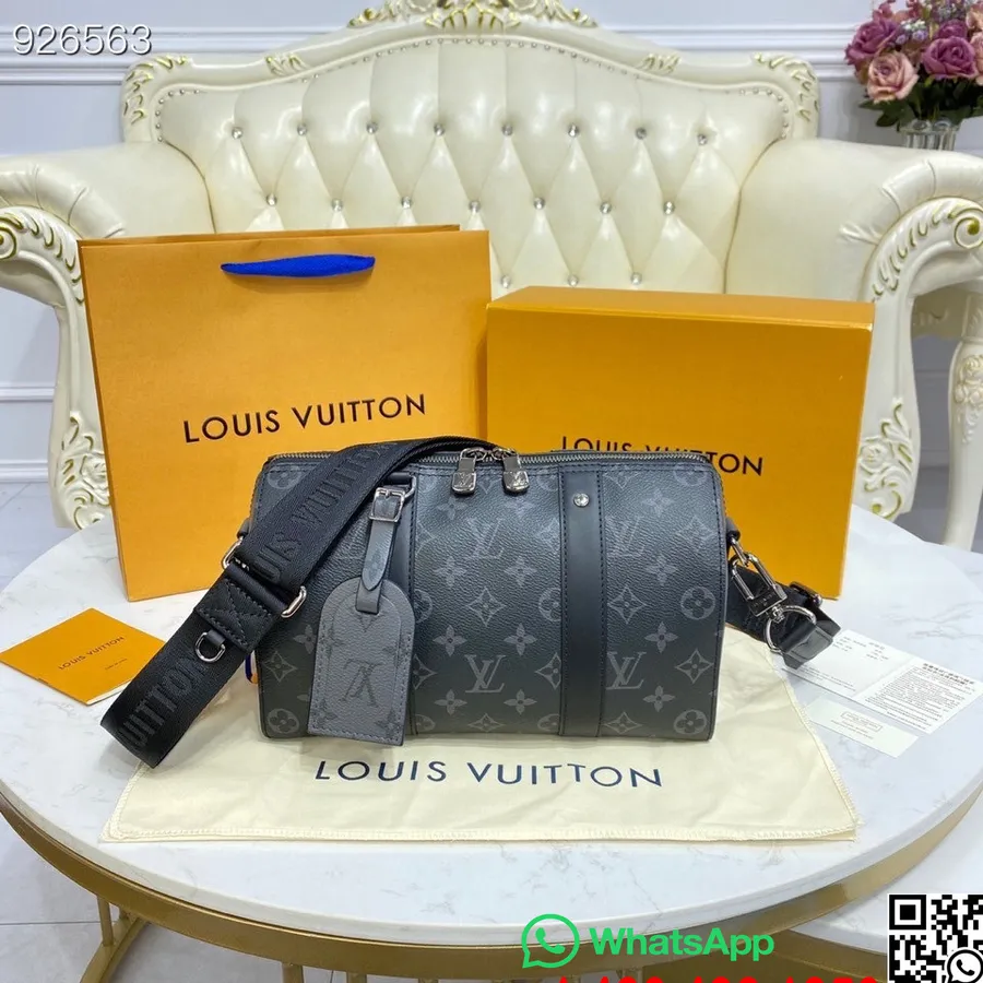 Louis Vuitton City Keepall 28cm Monogram Eclipse Canvas Læder Forår/sommer 2022 Kollektion M45936, Sort