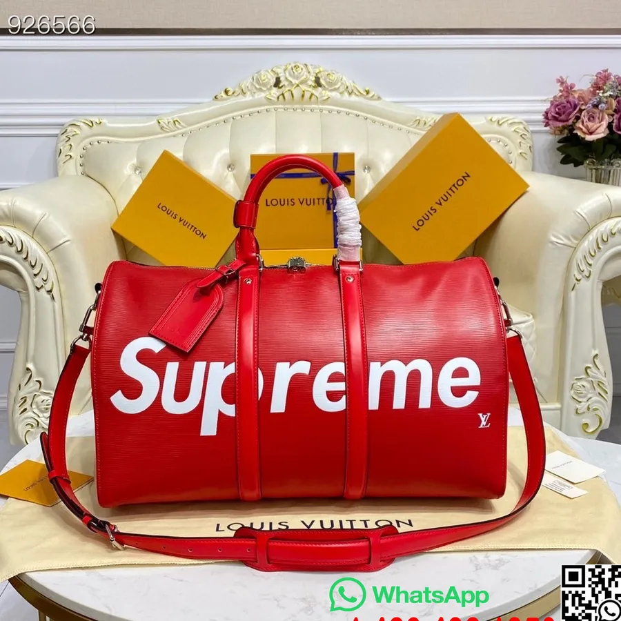 Louis Vuitton Supreme Keepall 45 Cm Epi Canvas Okselæder Forår/sommer 2022 Kollektion M53419, Rød