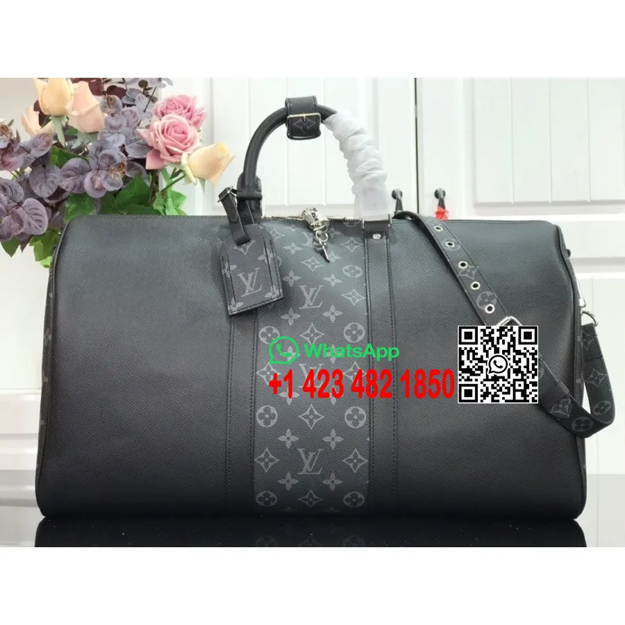 Louis Vuitton Keepall Bandouliere 45cm Monogram Eclipse Canvas Forår/sommer 2022 Kollektion M53764, Sort