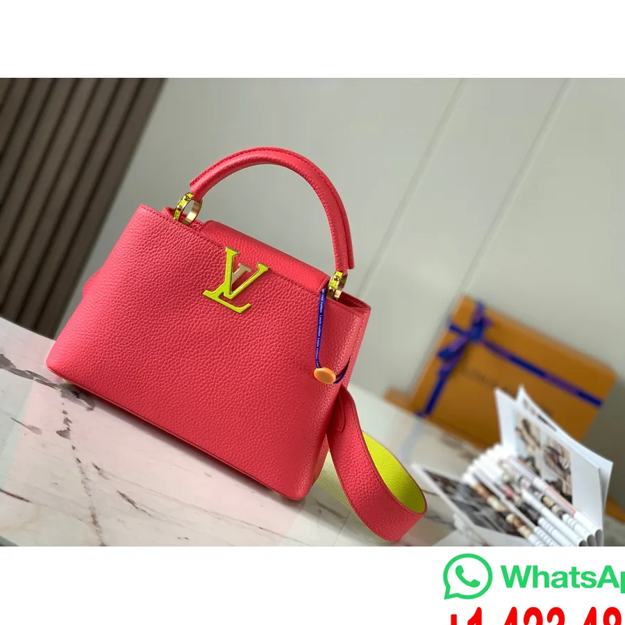 Louis Vuitton Capucines Bb Soma 27cm Taurillon ādas Pavasara/vasaras 2022 Kolekcija M59468, Karsti Rozā/neona Zaļa