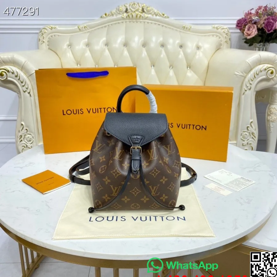 Borsa Louis Vuitton Montsouris Bb Tela Monogramma Collezione Primavera/estate 2021 M44502, Marrone/nero