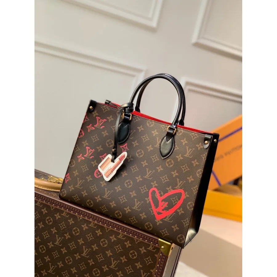 Louis Vuitton X Urs Fischer Onthego Taske 40cm Monogram Canvas Forår/sommer 2021 Kollektion M45119, Brun