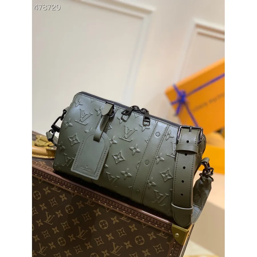 Louis Vuitton Taška Do Mesta 28cm Monogram Tesnenie Hovädzia Koža Plátno Jar/leto 2021 Kolekcia M57961, Khaki