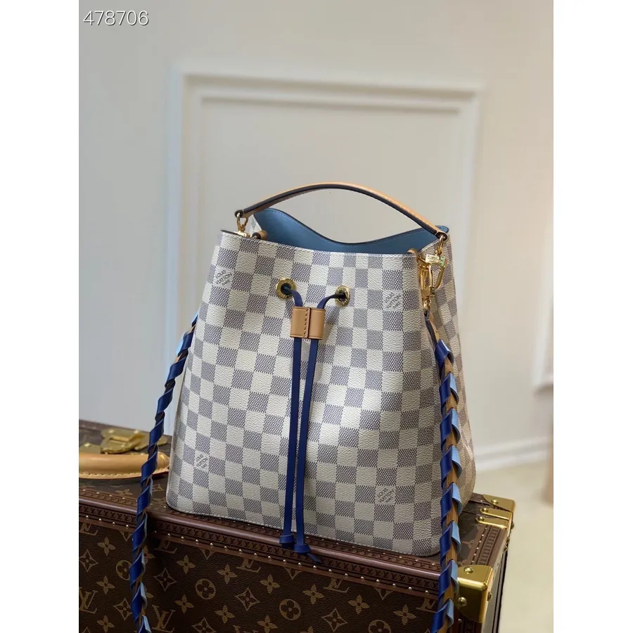 Louis Vuitton Neonoe Bucket Bag Mm Damier Azur Canvas Vår/sommer 2021 Kolleksjon N50042, Blå