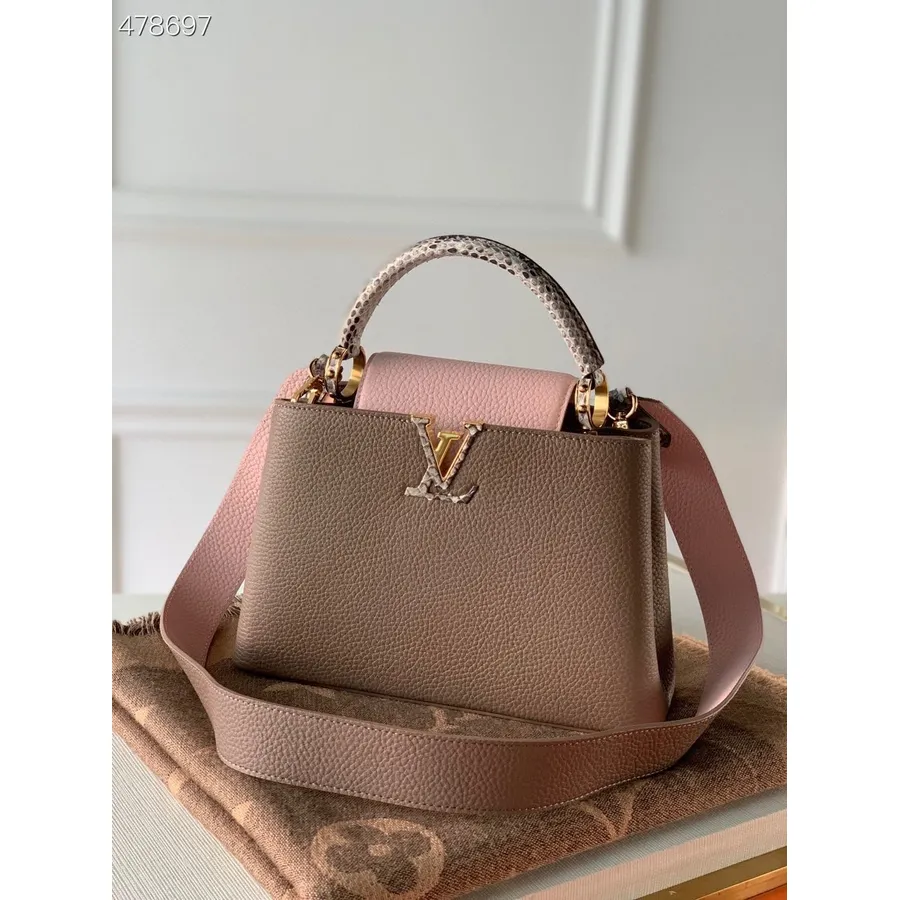 Louis Vuitton Szőtt Capucines Python Fogantyús Táska 27cm Taurillon Bőr Tavaszi/nyári 2021 Kollekció N92802, Kavics