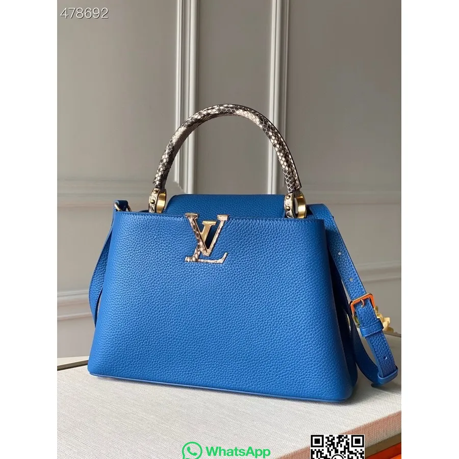 Bolsa Louis Vuitton Com Alça Capucines Tecida 31cm Couro Taurillon Coleção Primavera/verão 2021 N98388, Azul