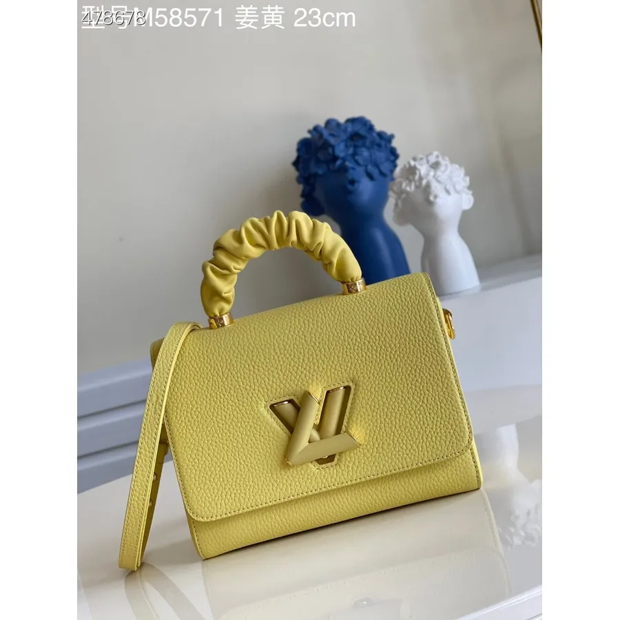 Tas Louis Vuitton Twist Scrunchie Mm 24cm Taurillon Kulit Anak Sapi Halus Koleksi Musim Semi/musim Panas 2021 M58571, Kuning Jah