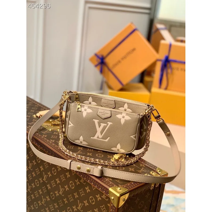 Louis Vuitton Multi Pochette Taška Na Doplňky 24cm Dvoubarevný Monogram Empreinte Kolekce Jaro/léto 2021 M45777, Galet