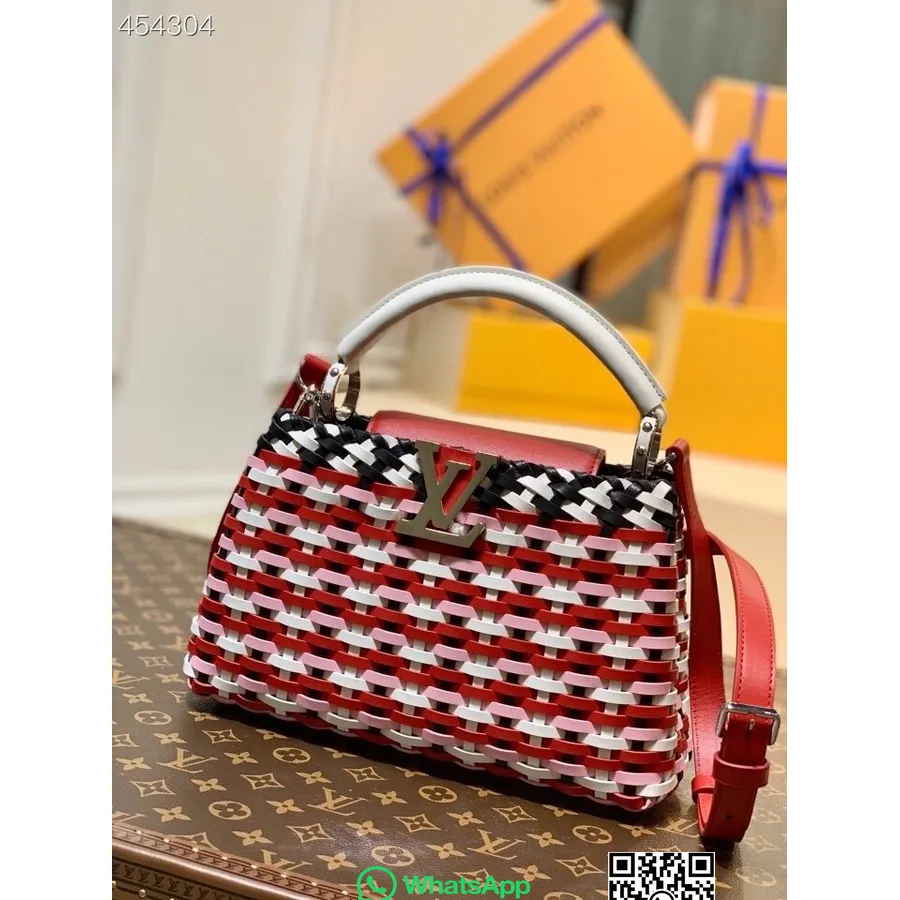 Louis Vuitton тъкана чанта с дръжка Capucines 27 см Taurillon кожена кол пролет/лято 2021 M48865, многоцветно червено