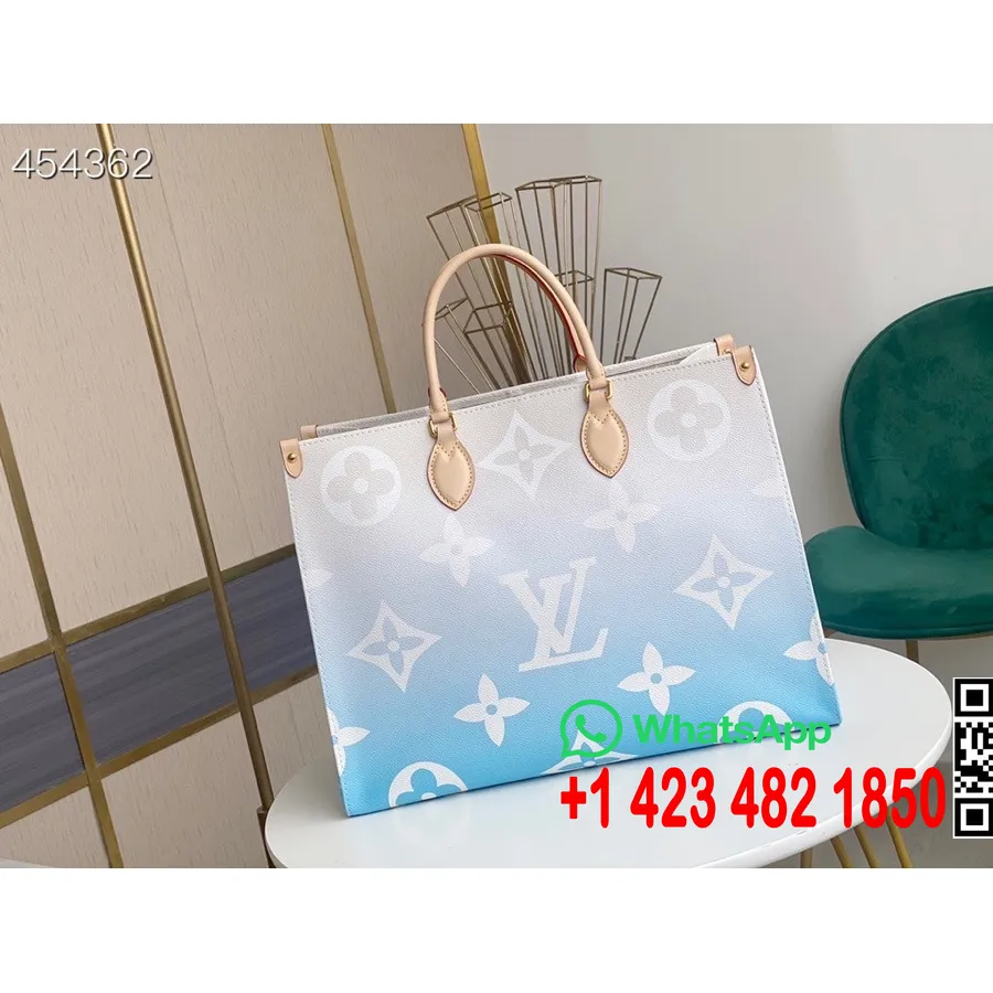 Louis Vuitton Onthego Gm Taske 42cm Monogram Canvas Forår/sommer 2021 Kollektion M57639, Lyseblå