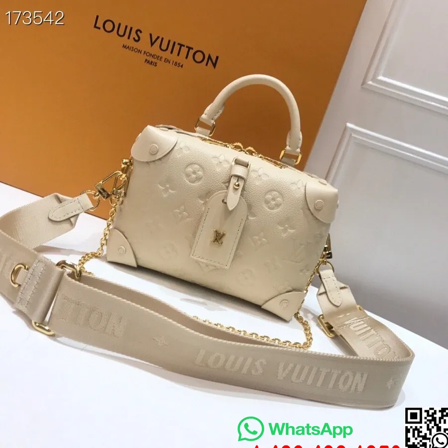 Louis Vuitton Petite Malle Souple чанта 20 см монограм Empreinte Canvas колекция есен/зима 2020 M56319, крем