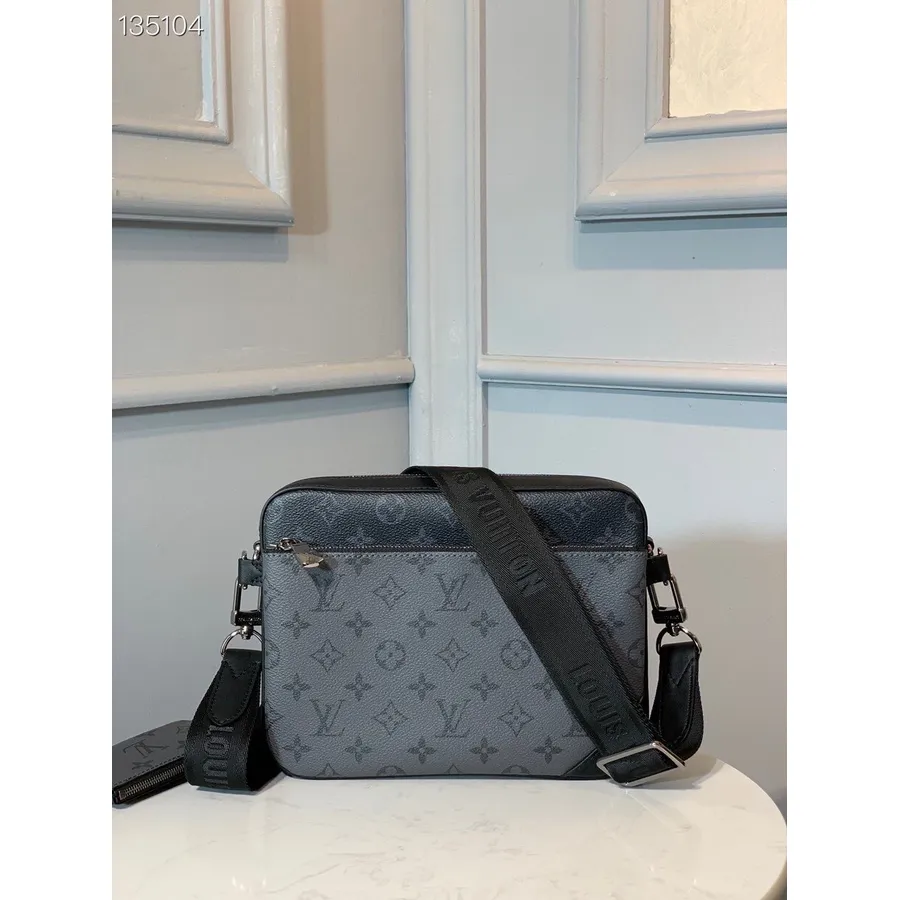 Louis Vuitton Trio Messenger Bag 25cm Monogram Eclipse Kanvas Musim Gugur/dingin 2020 Koleksi M69443, Hitam